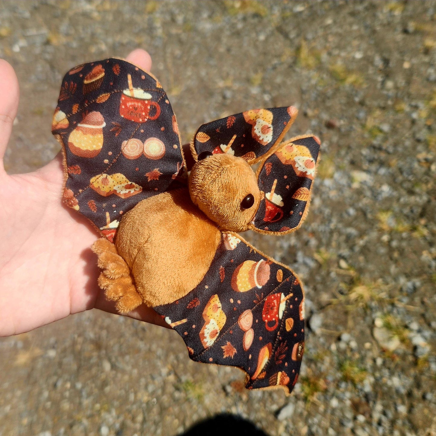 Pumpkin Spice Late and Treats Bat Plush, Carmel, stuffed animal, Softy