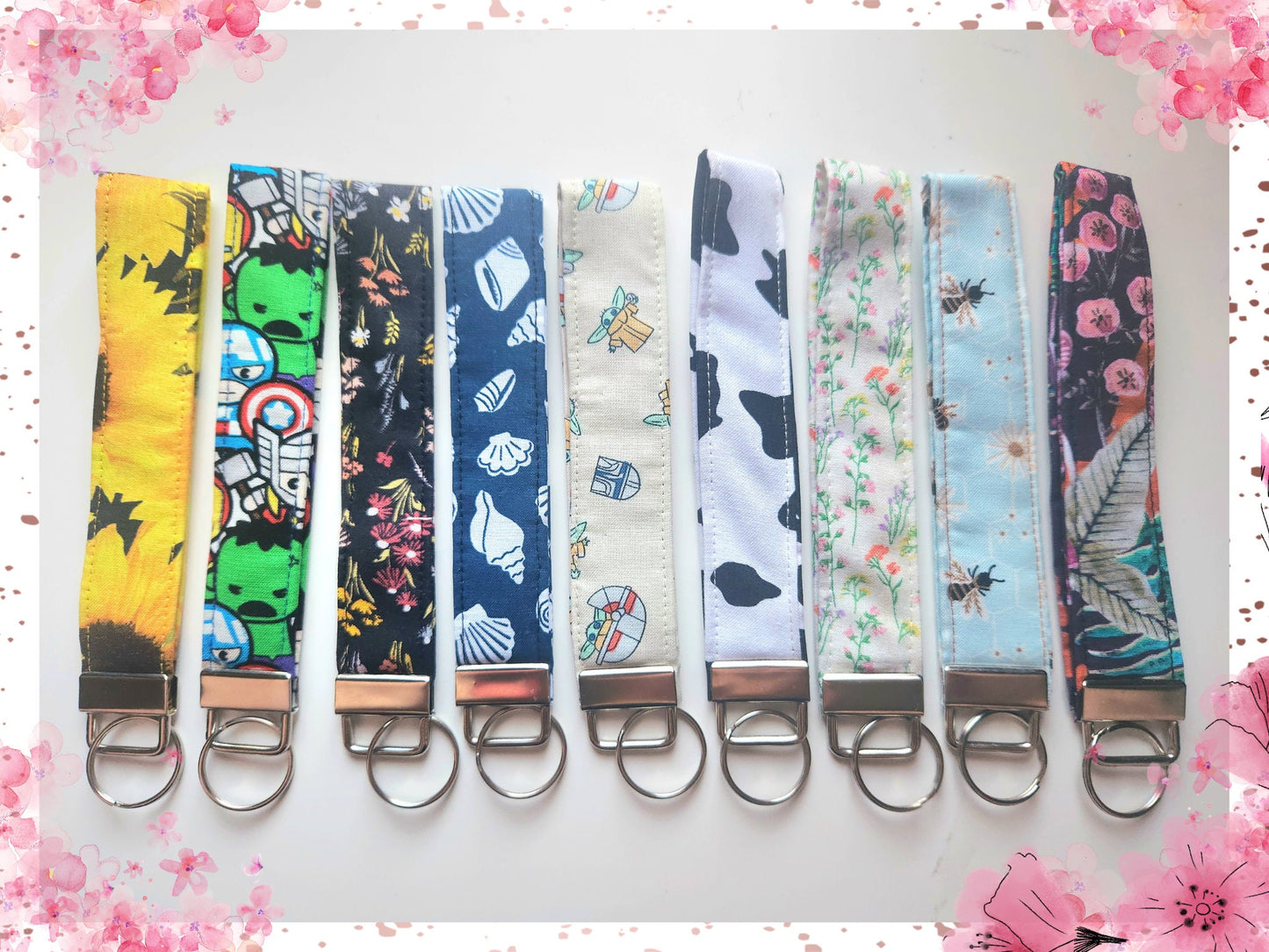 Patterned Fabric Key Fob Wristlet