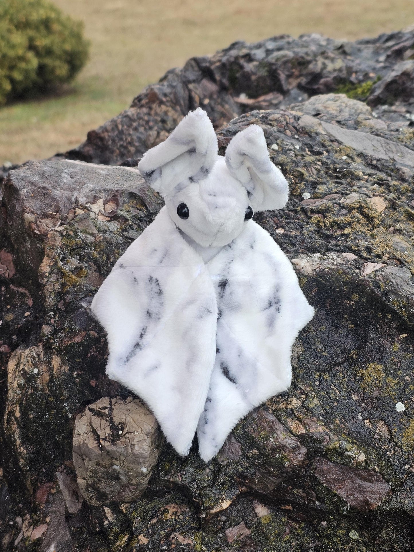 Marble swirl Bat Plush, white & Gray, stuffed animal, Softy