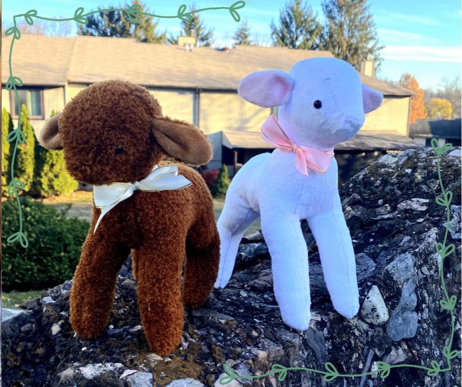 Lamb Plushie, Minky, Faux Fur, Soft and fuzzy