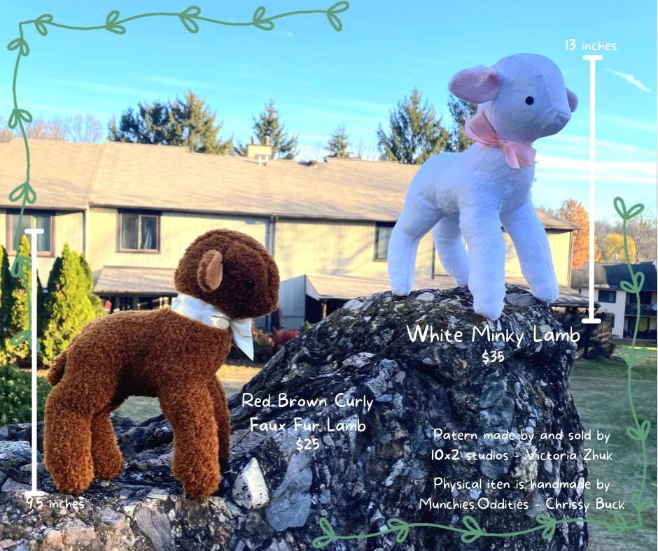 Lamb Plushie, Minky, Faux Fur, Soft and fuzzy