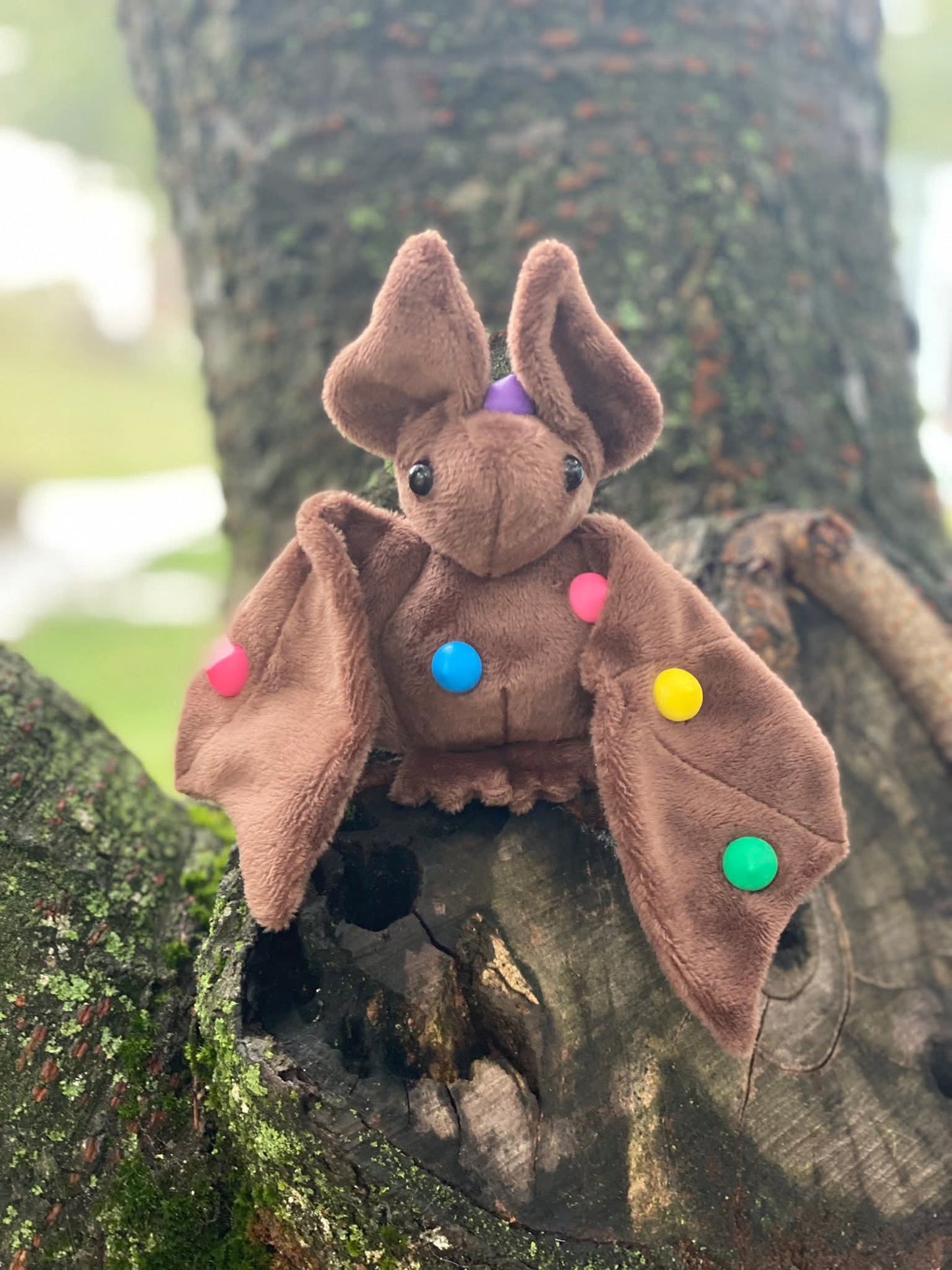 Galaxy Brownie Bat Plush, candied chocolate chips, stuffed animal, Softy