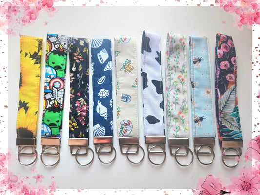 Patterned Fabric Key Fob Wristlet