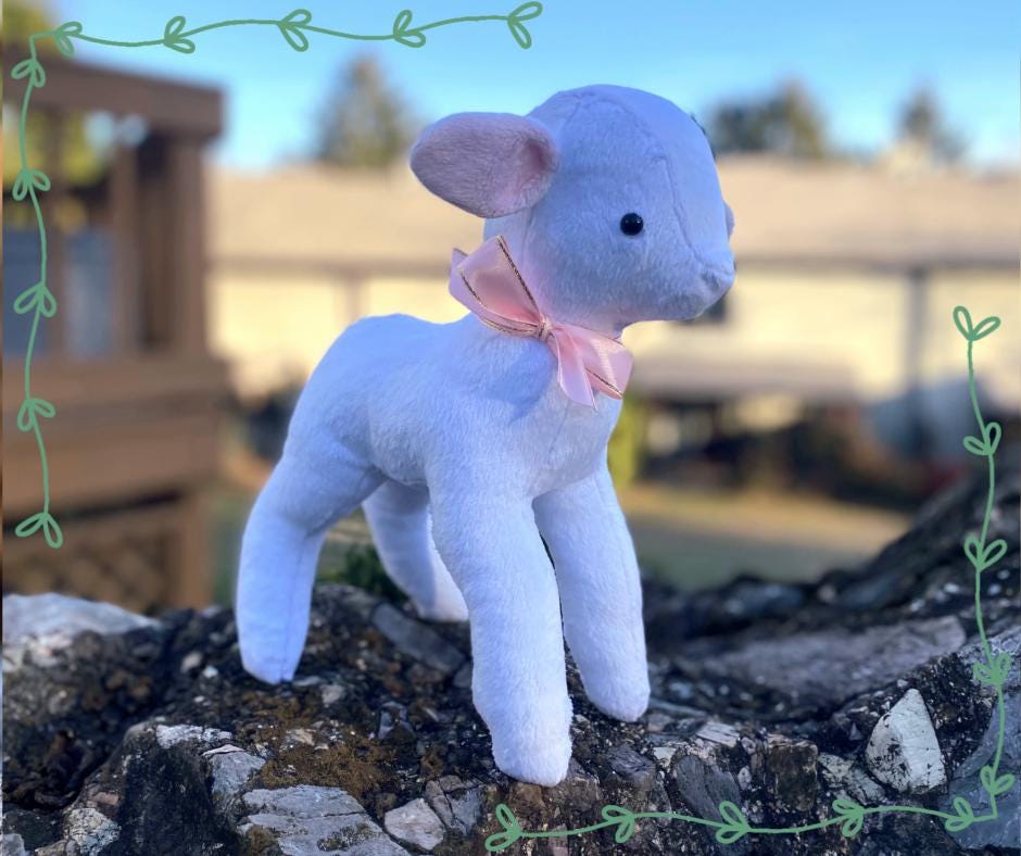 Lamb Plushie, Minky, Faux Fur, Soft and fuzzy